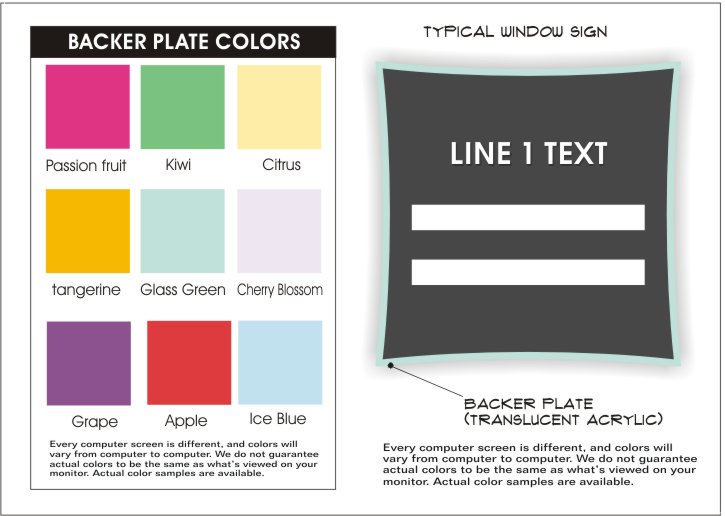 urban series plate colors for window signs